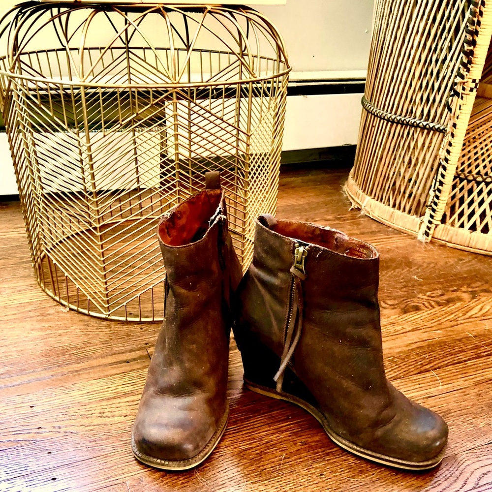 Anthropologie brown leather booties